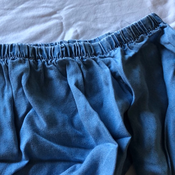 Blue Denim Off the Shoulder Dress - Picture 2 of 5